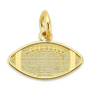 Solid 14k Gold Football Charm - Dainty Textured Sports Jewelry